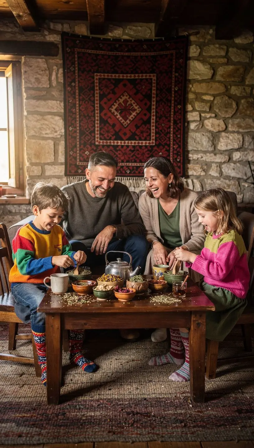 Zatvorena boca s esencijama prirodnog čaja uz svijeće koje stvaraju opuštajuću atmosferu.
